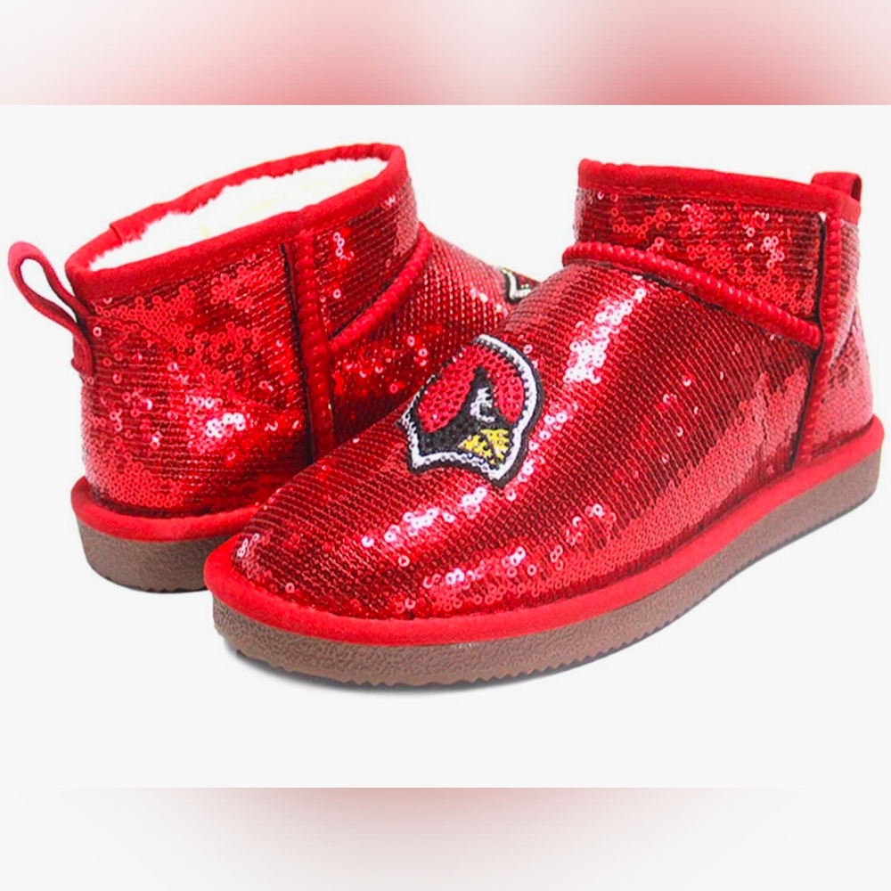 NFL Red Sequin Ankle Booties Arizonia Cardinals